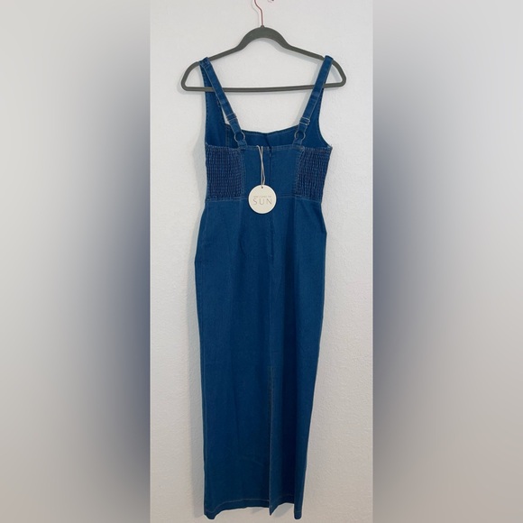 NWT Selfie Leslie High Frequency Midi Dress Washed Denim, M Blue Jean Bodycon - Picture 7 of 12